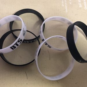 bts silicon wristband black white